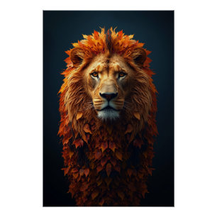 Herbstmajestät – Königlicher Löwe mit Herbstmähne Poster