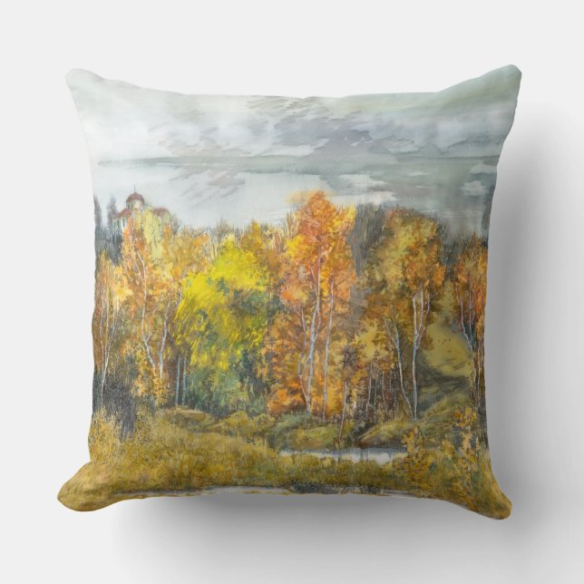 Herbstmalerei Aquarell 300 Kissen (Vorderseite)