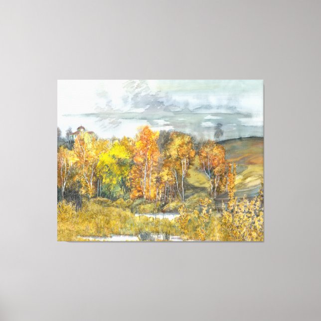 Herbstmalerei Aquarell 300 Leinwanddruck (Vorderseite)
