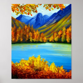 Herbstmalerei auf See und Berge Poster