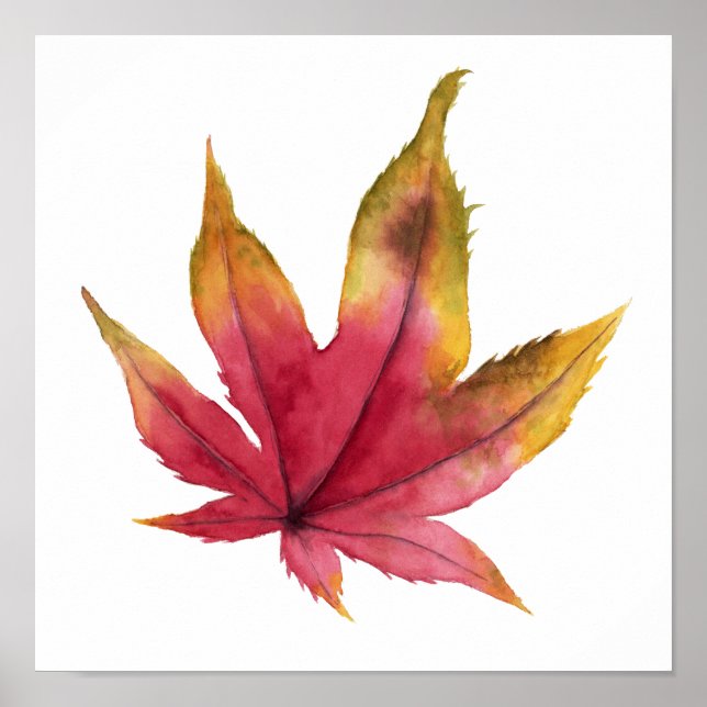 Herbstmapelleaf Aquarellbilder Poster (Vorne)