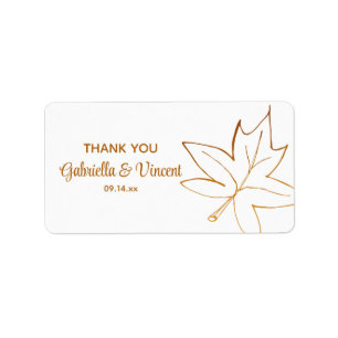 Herbstmapelleaf Hochzeit Vielen Dank für Ihre Unte Adressaufkleber