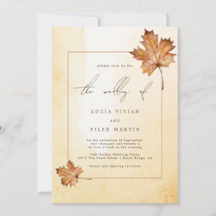 Herbstmapelleaf Wasserfarbe Foto QR-Code Hochzeit Einladung