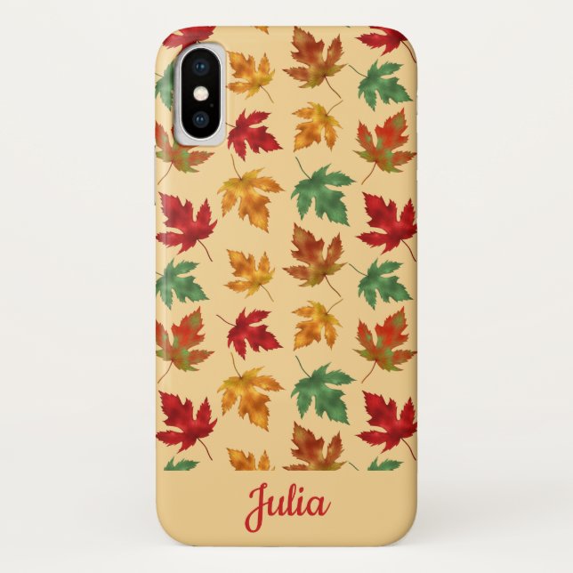 Herbstmapier Blätter mit individuelle Name Case-Mate iPhone Hülle (Rückseite)