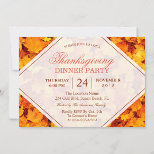 Herbstmaple Blätter Erntedank Abendessen Party Einladung