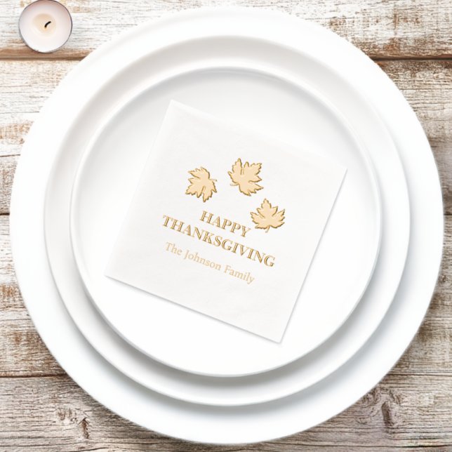 Herbstmaple Blätter glücklich Thanksgiving Servietten Mit Folie (Insitu)