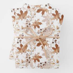 Herbstmaple-Blätter Muster Erntedank Geschenkpapier Set