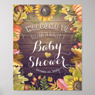 Herbstmaple Blätter & Pumpkin Baby Dusche Herzlich Poster