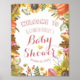Herbstmaple Blätter & Pumpkin Baby Dusche Herzlich Poster