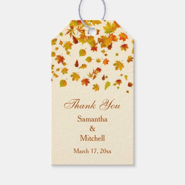 Herbstmaple-Blätter Rot und Gold Hochzeit Vielen D Geschenkanhänger (Vorderseite)
