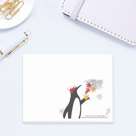 Herbstmaple-Blätter und Niedlicher Funny Pinguin Post-it Klebezettel