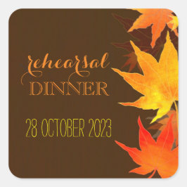 Herbstmaple Brown Hochzeit Quadratischer Aufkleber