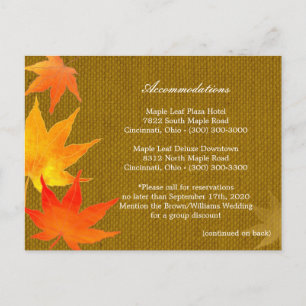 Herbstmaple Hochzeitsunterkünfte & Anfahrtsskizzen Postkarte