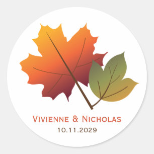 Herbstmaple Verlasse Rustikale Hochzeitsfeier Runder Aufkleber
