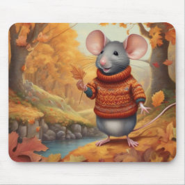 Herbstmäuse mit gemütlichem Pullover und Blätter M Mousepad
