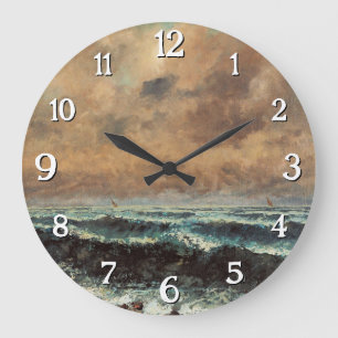 Herbstmeer - Gustave Courbet Große Wanduhr