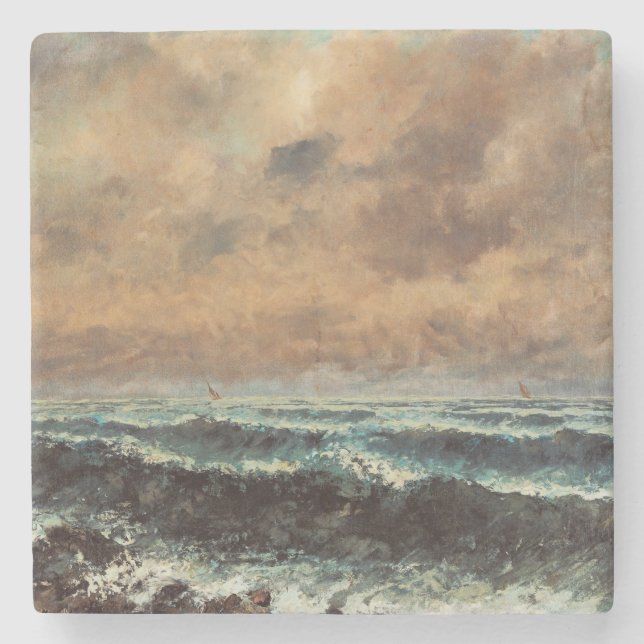 Herbstmeer - Gustave Courbet Steinuntersetzer (Vorderseite)