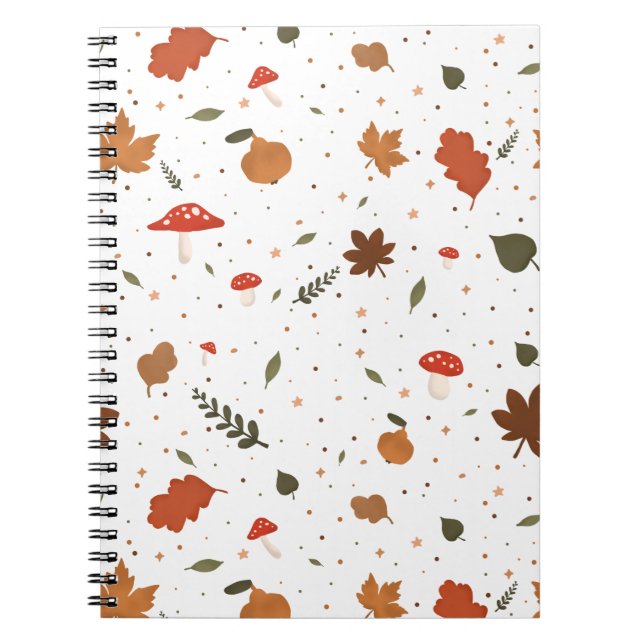 Herbstmushroom und Leaf-Muster - Kernstück Notizblock (Vorderseite)