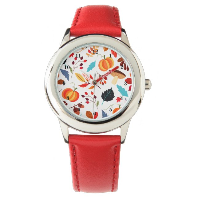 Herbstmuster Armbanduhr (Vorderseite)