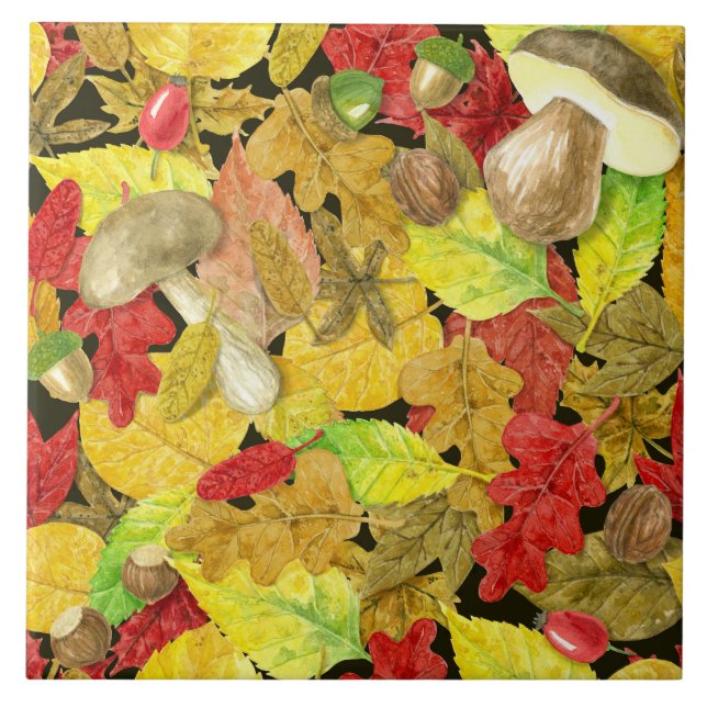 Herbstmuster der Wasserfarbe Fliese (Vorderseite)