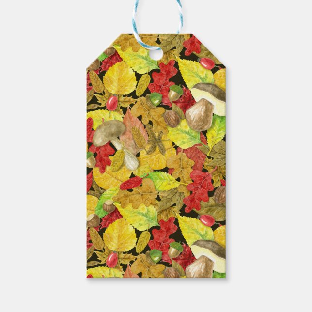 Herbstmuster der Wasserfarbe Geschenkanhänger (Vorderseite)