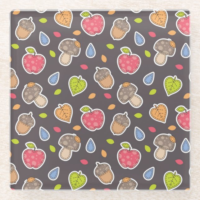 Herbstmuster Glasuntersetzer (Vorderseite)