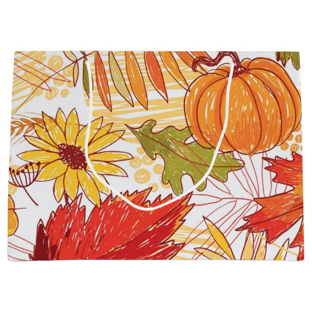 Herbstmuster Große Geschenktüte (Vorderseite)