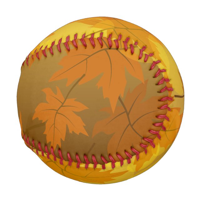Herbstmuster mit abfallenden Ahorn-Blätter und Buc Baseball (Rückseite Links)