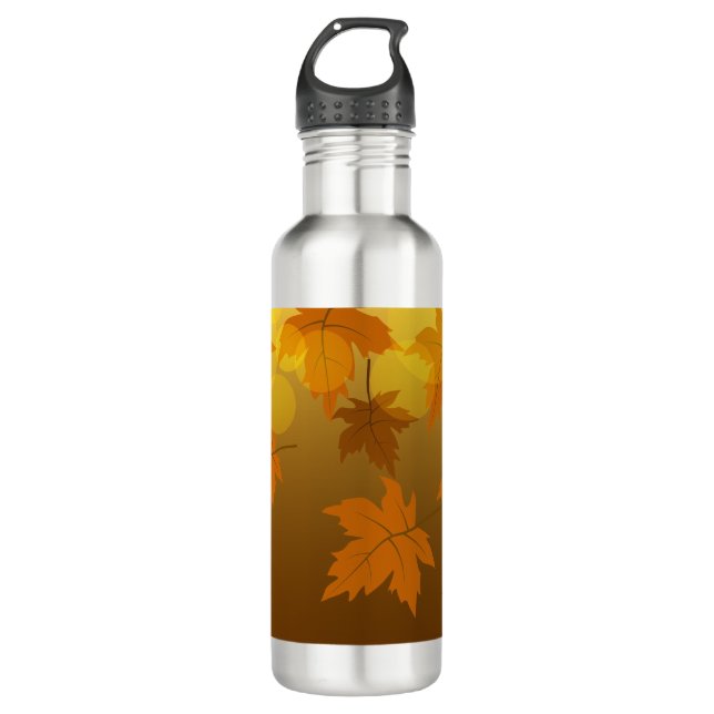 Herbstmuster mit abfallenden Ahorn-Blätter und Buc Edelstahlflasche (Vorderseite)