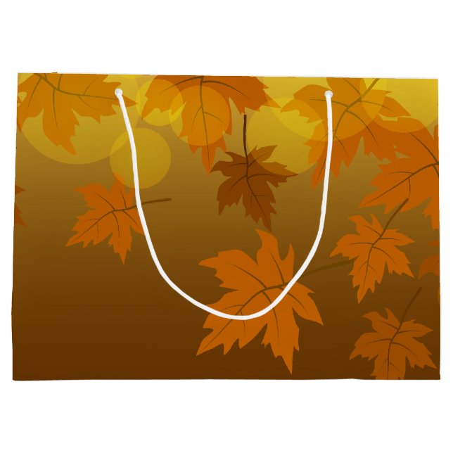 Herbstmuster mit abfallenden Ahorn-Blätter und Buc Große Geschenktüte (Rückseite)