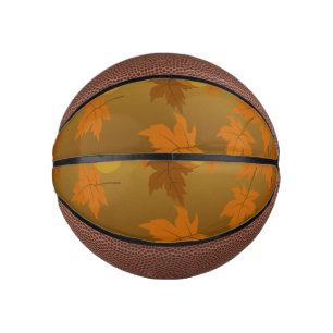 Herbstmuster mit abfallenden Ahorn-Blätter und Buc Mini Basketball