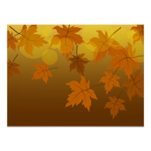 Herbstmuster mit abfallenden Ahorn-Blätter und Buc Poster