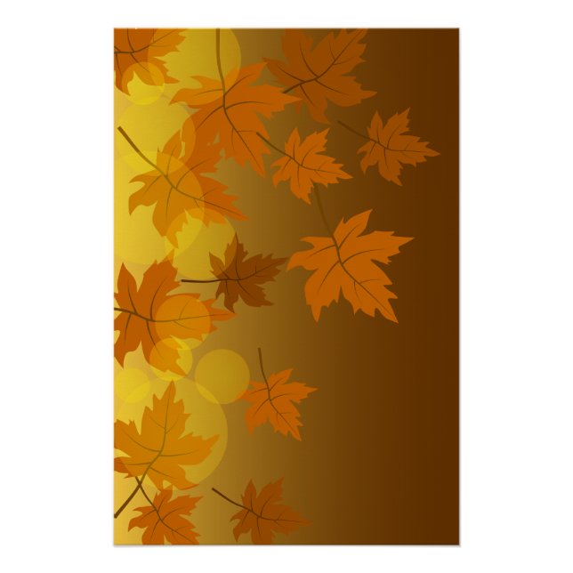 Herbstmuster mit abfallenden Ahorn-Blätter und Buc Poster (Vorderseite)