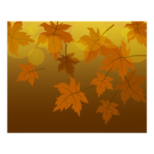 Herbstmuster mit abfallenden Ahorn-Blätter und Buc Poster