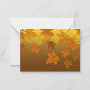 Herbstmuster mit fallenden Ahornblättern und Bokeh Mitteilungskarte
