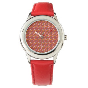 Herbstmuster Roter Orangen Edelstahlüberwachung Armbanduhr