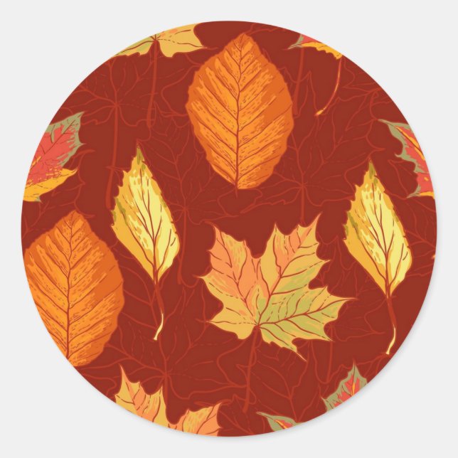 Herbstmuster Runder Aufkleber (Vorderseite)