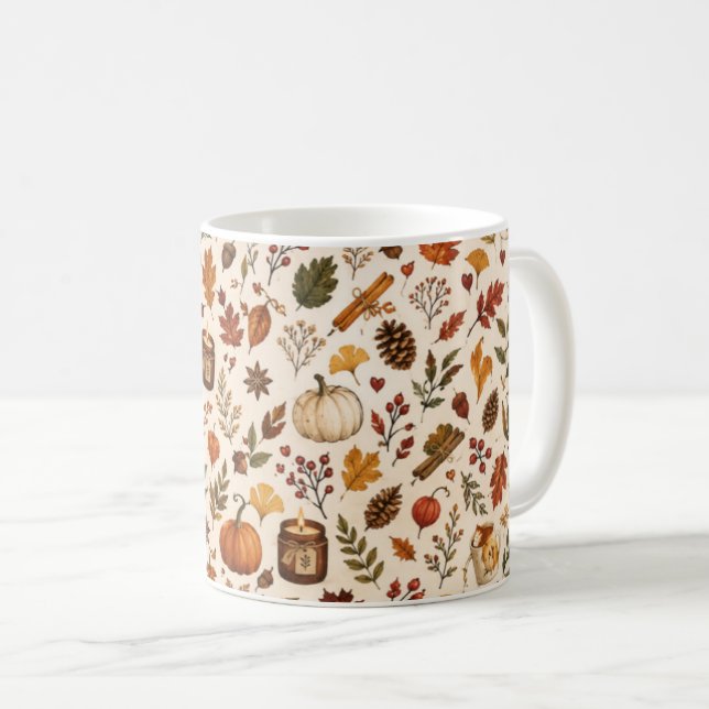 Herbstmuster-Tasse Kaffeetasse (VorderseiteRechts)