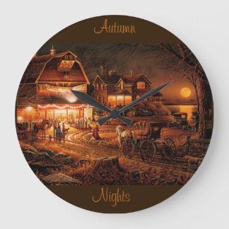 Herbstnächte im alten Stil Große Wanduhr