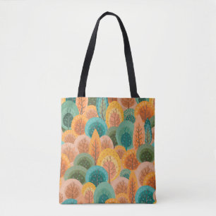 Herbstnahtloses Muster mit abstrakter flacher Hand Tasche