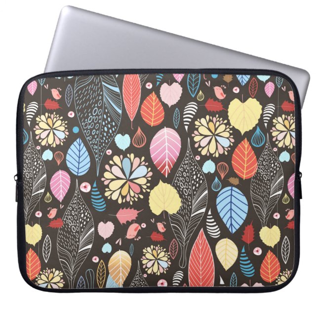 Herbstnahtloses Muster mit bunten Blätter und b Laptopschutzhülle (Vorderseite)