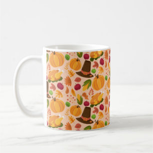 Herbstnahtloses Muster, niedliche Cartoon-Struktur Kaffeetasse