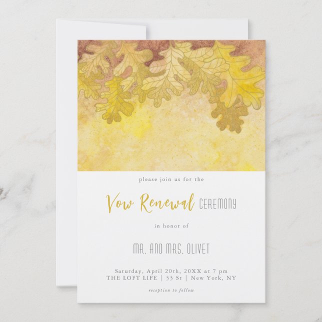 Herbstoiche Blätter Vow Erneuerung Einladung (Vorderseite)