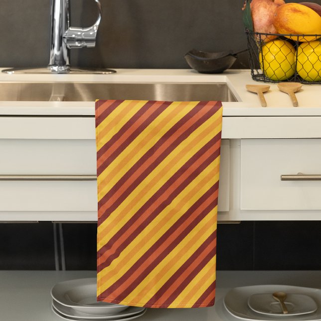 Herbstorange Herbststreifen Geschirrtuch (Fall orange Autumn stripped pattern Kitchen Towel)