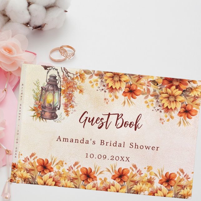 Herbstorangefarbene Blätter Brautparty Gästebuch (Von Creator hochgeladen)