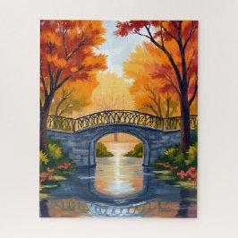 Herbstparkbrücke | Wasserfarben Herbstlaub
