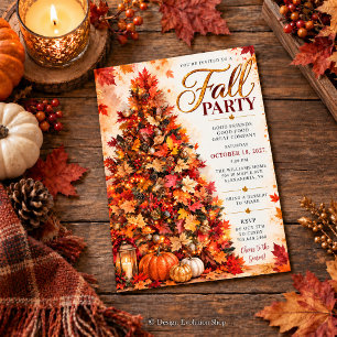 Herbstparty-Einladung Herbstbaum Einladung