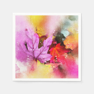 Herbstpastel Blätter Aquarellfarben Herbstpastel Serviette