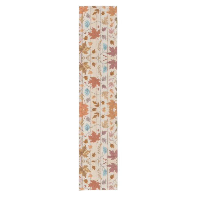 Herbstpatchwork Herbst Blätter Pastell Gold Orange Kurzer Tischläufer (Vorderseite)