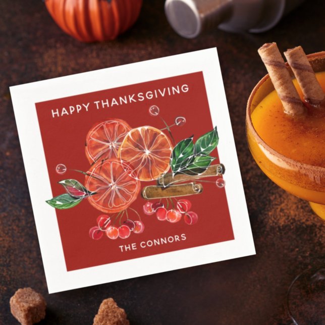 Herbstpfeifen aus Orange-Scheiben Zimt rot Serviette (Von Creator hochgeladen)